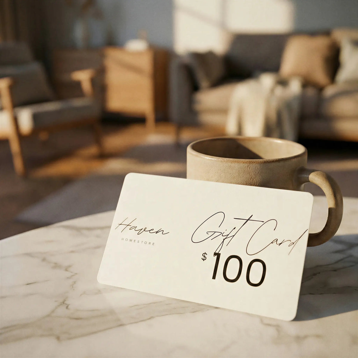 Haven Homestore Gift Card, a flexible digital gift for home lovers, ideal for housewarmings and weddings.