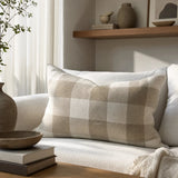 Check Linen Cushion Cover 60cm - Milk
