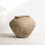 MUUBS Pot Trace 30 - Coral/Sand, a textured terracotta pot with sand-layered finish.