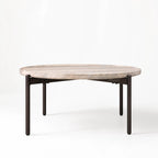 Sigrid Coffee Table with a dark travertine-like GRC top on a chocolate-brown metal frame.
