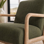 Tairua Lounge Chair in Seagrass fabric with limewashed oak frame and curved arms