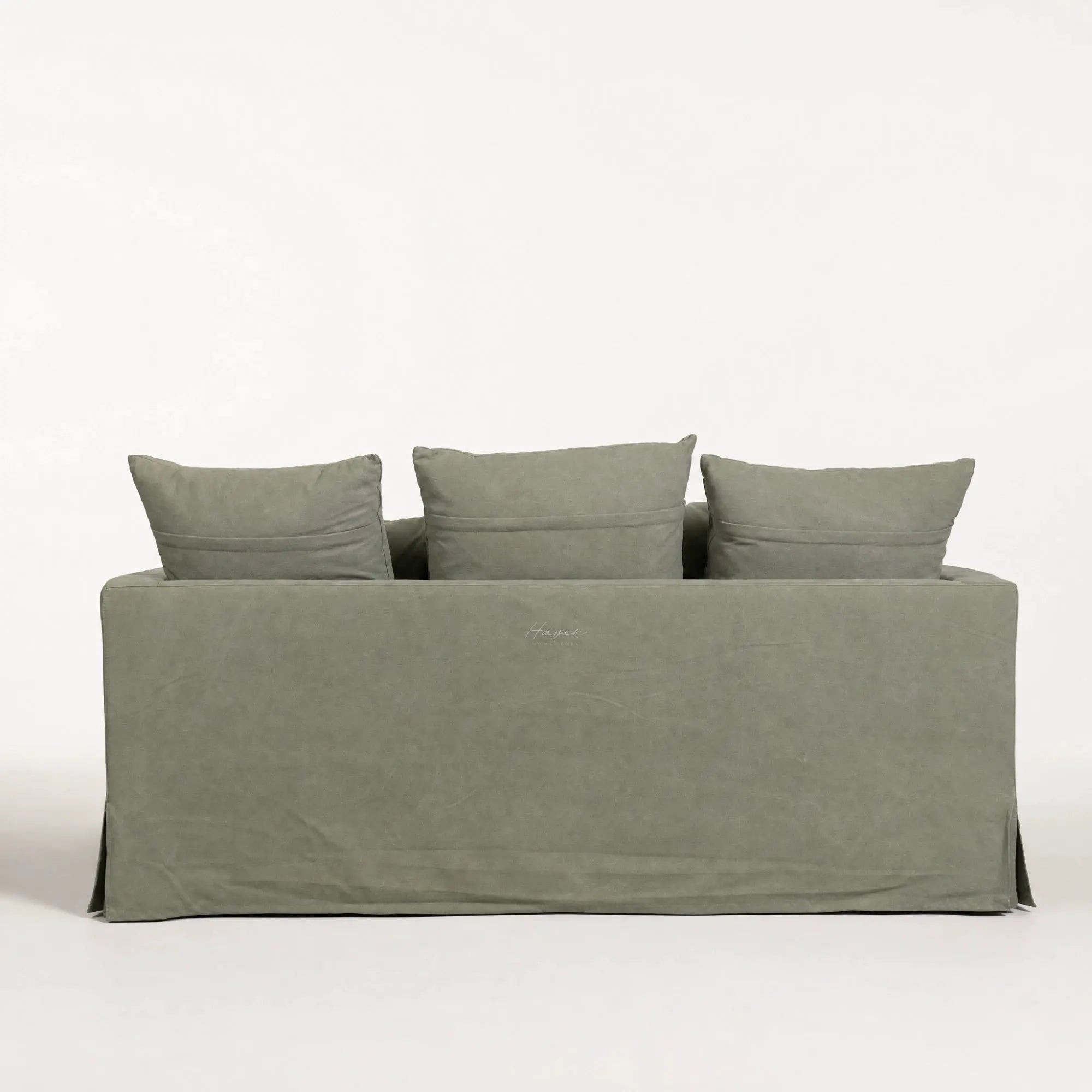 Coast 2 Seat Sofa in sage cotton-blend slipcover with plush back cushions