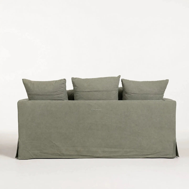 Coast 2 Seat Sofa in sage cotton-blend slipcover with plush back cushions