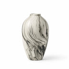 Broste Ingrid Vase Large with marble-like black and white glaze and a softly rounded silhouette.