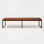 Pure® Sabina Bench with buffalo leather upholstery and a matt black metal frame.