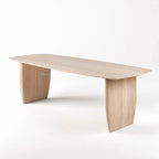 Alva Dining Table in solid ash with milkwash finish and sculptural, wide block legs.