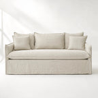Marlow Sofa 3-seat with linen-blend slipcover and soft feather-filled cushions.