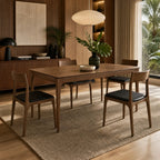 Ellison Dining Chair - Walnut, mid-century design in solid American Ash with premium cowhide seat.