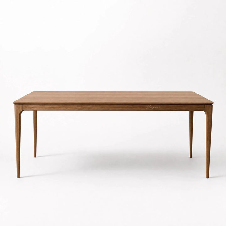 Ellison Dining Table with solid American Ash legs and veneer top in warm mid-century style.