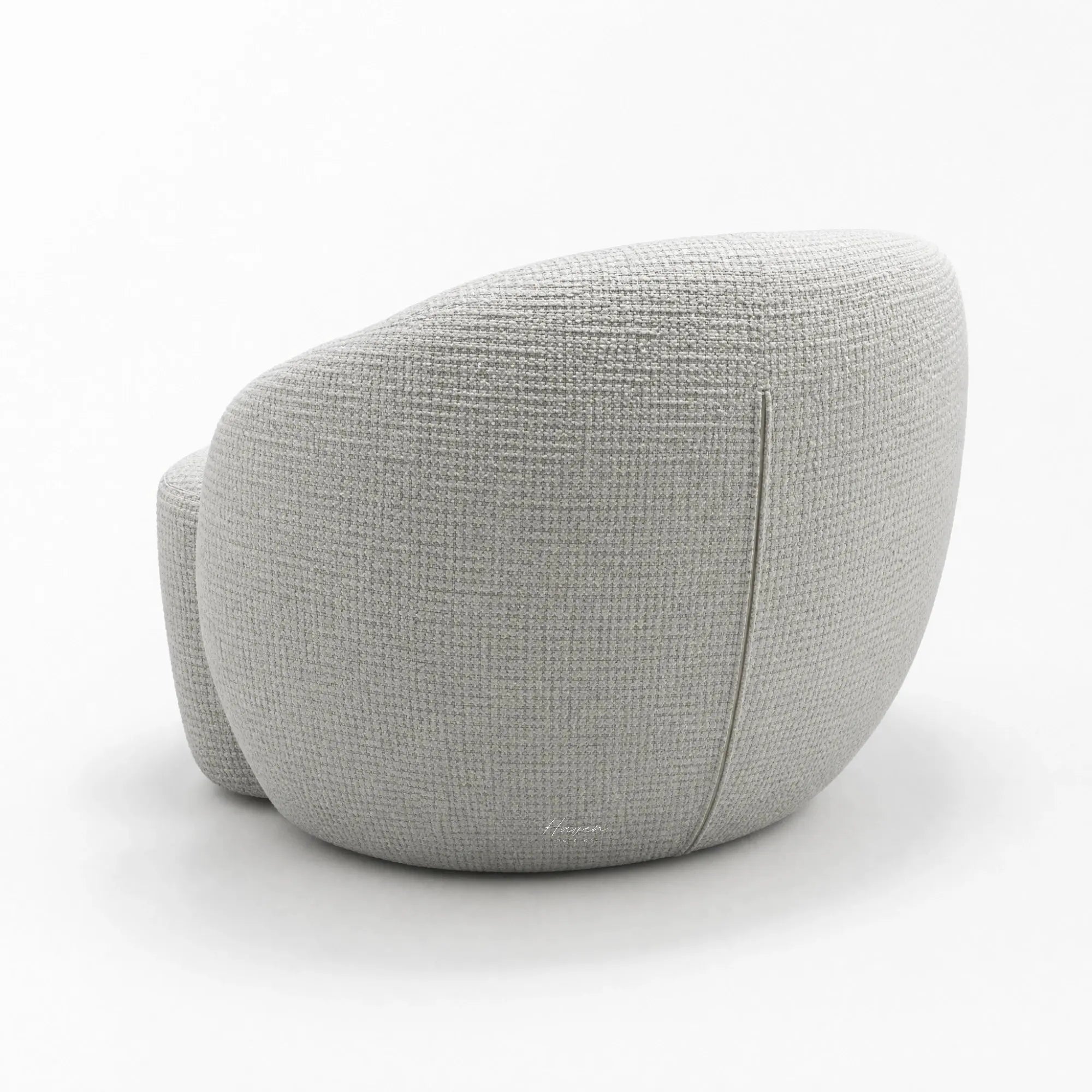 Ingrid Swivel Chair in Mist with soft curved silhouette, plush cushioning and textured poly-mix upholstery.
