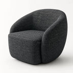 Ingrid Swivel Chair Basalt, close-up of curved silhouette with textured poly-mix upholstery.