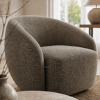 Ingrid Swivel Chair - Tundra fabric with textured poly-mix upholstery and soft curved silhouette