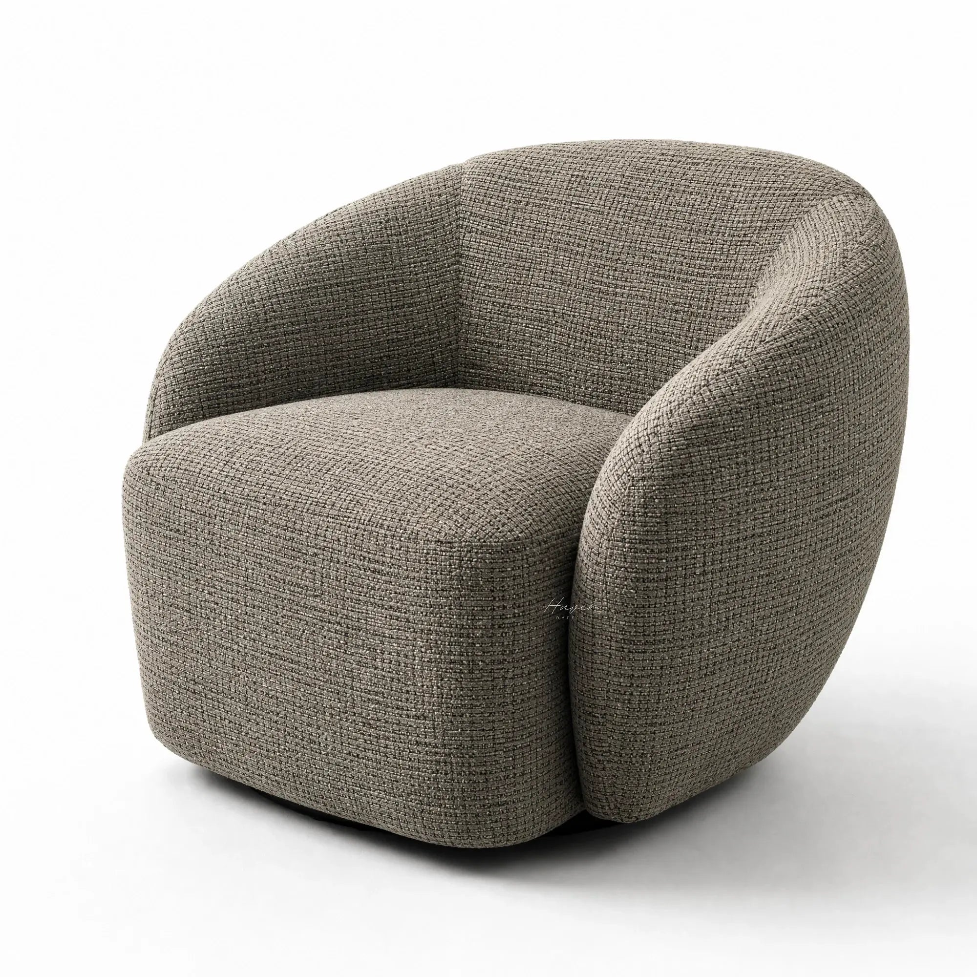 Ingrid Swivel Chair - Tundra with textured poly-mix upholstery and a soft curved silhouette.