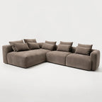 Haven Chaise Sofa in Brownie with plush cushions and sculpted curves for a relaxed, cozy lounge