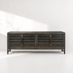 Kuro Slatted Sideboard in ebony-washed oak with slatted doors, architectural warmth and clean lines.