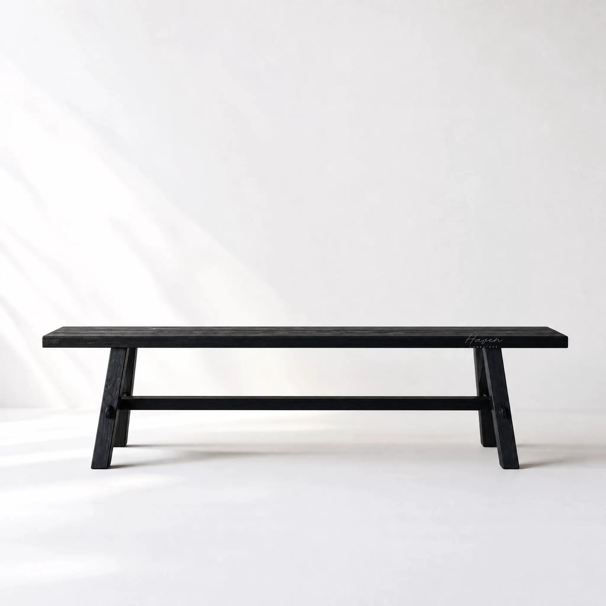 Reclaimed Wood Bench 160 in dark elm, visible grain and markings, sturdy for daily use