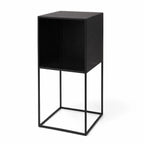STUDIO Bedside Cabinet Small in black with slim powder-coated metal frame and clean architectural lines.