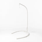 Pod Chair Stand with curved white base, durable indoor-outdoor stand for pod chairs.