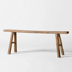 Workshop Elm Bench in solid elm with a timeworn finish, rustic warmth for dining or entryway.