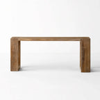 Casa Console in reclaimed elm with an aged black wash, showcasing rustic texture.