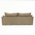 Sorrento 3-Seat Linen Sofa in taupe linen with sink-in cushions and feather fill.