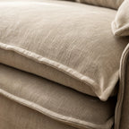 Sorrento 3 Seat Linen Sofa with beige textured linen upholstery and a relaxed, inviting look.