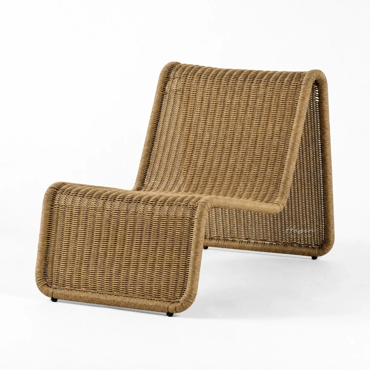 Marina Outdoor Lounge Chair in woven rattan, coastal resort vibe for patio or deck.