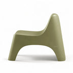 Forma Outdoor Chair in olive green polypropylene with curved sculptural silhouette.