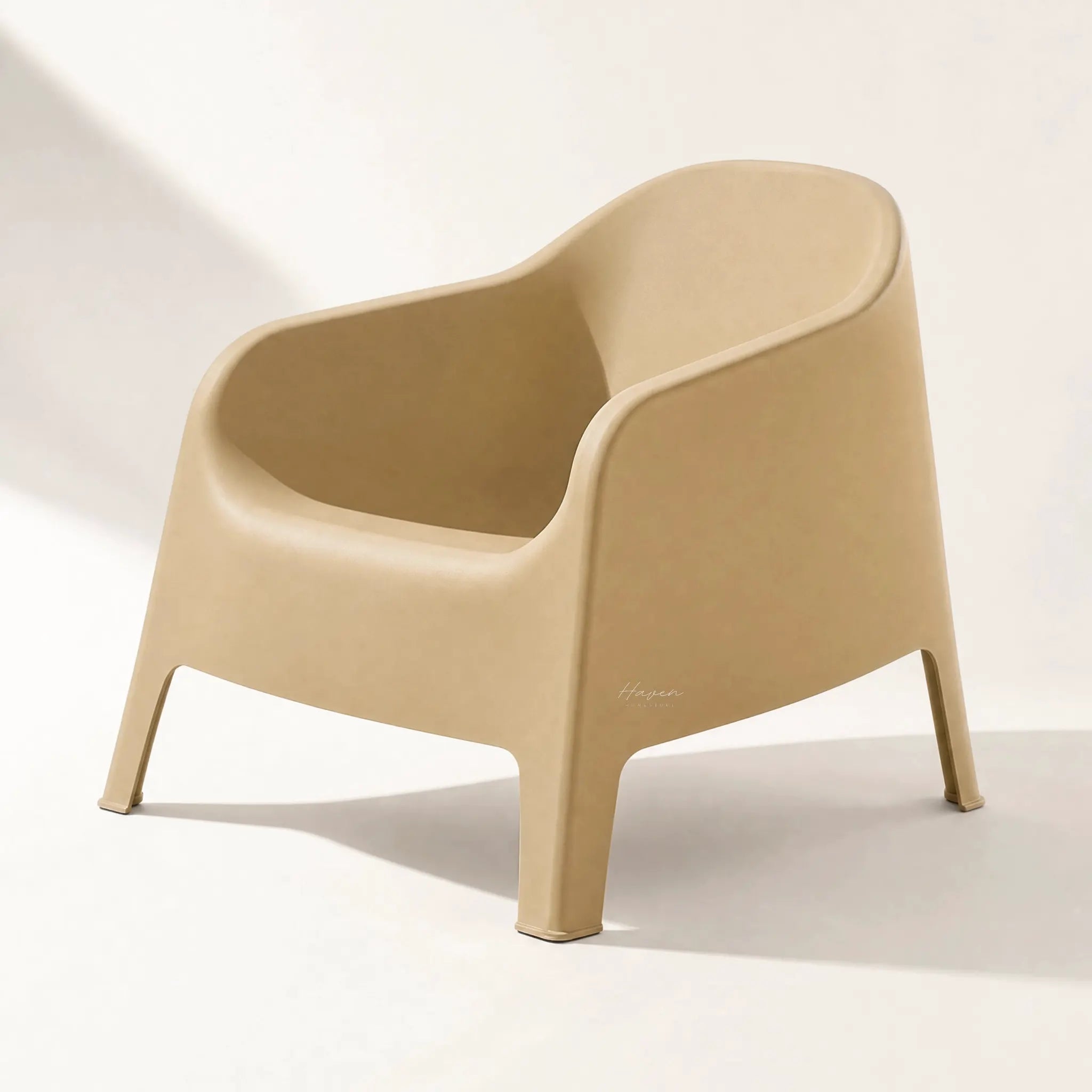 Eden Chair: lightweight polypropylene outdoor seating with soft sculptural curves for decks patios balcony or poolside.