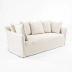 Cove Slipcover Sofa 2-Seat in soft linen-cotton with plush feather-and-foam cushions