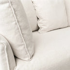 Cove Slipcover Sofa, 3-seat, in soft linen-cotton with generous feather and foam cushions.