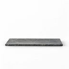 Long rectangular green marble tray featuring fine white veining and a linear, minimalist design against a white background.