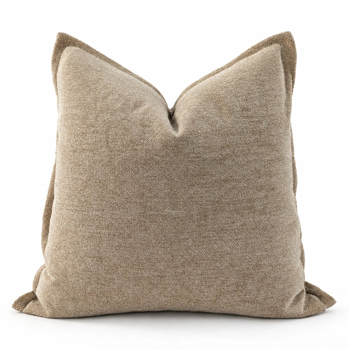 Softly textured oat-colored woven cushion cover with subtle tonal variation and a generous 55cm square proportion.