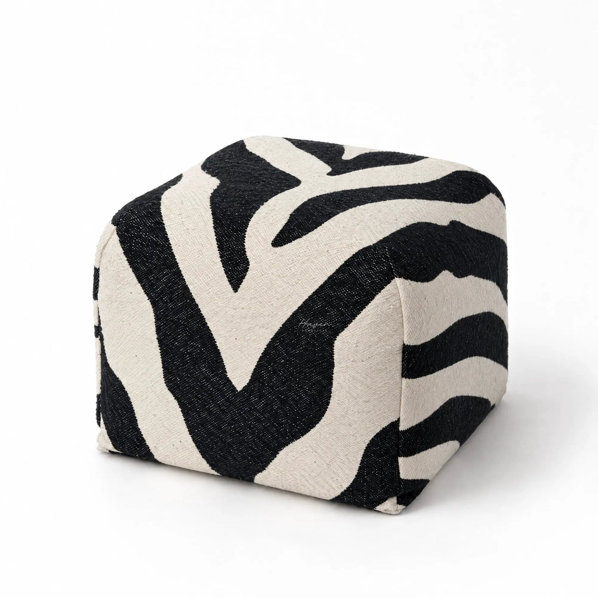 Broste® Pouf Zebra - Black/Light Beige by Maytime (broste®-pouf-zebra-black-light-beige)