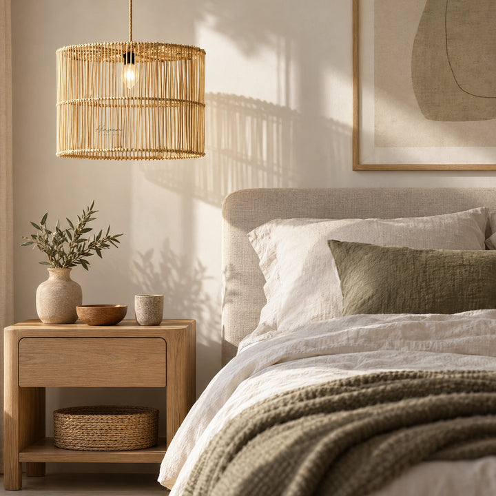 Zante Rattan Lightshade Ceiling Light at Haven Homestore