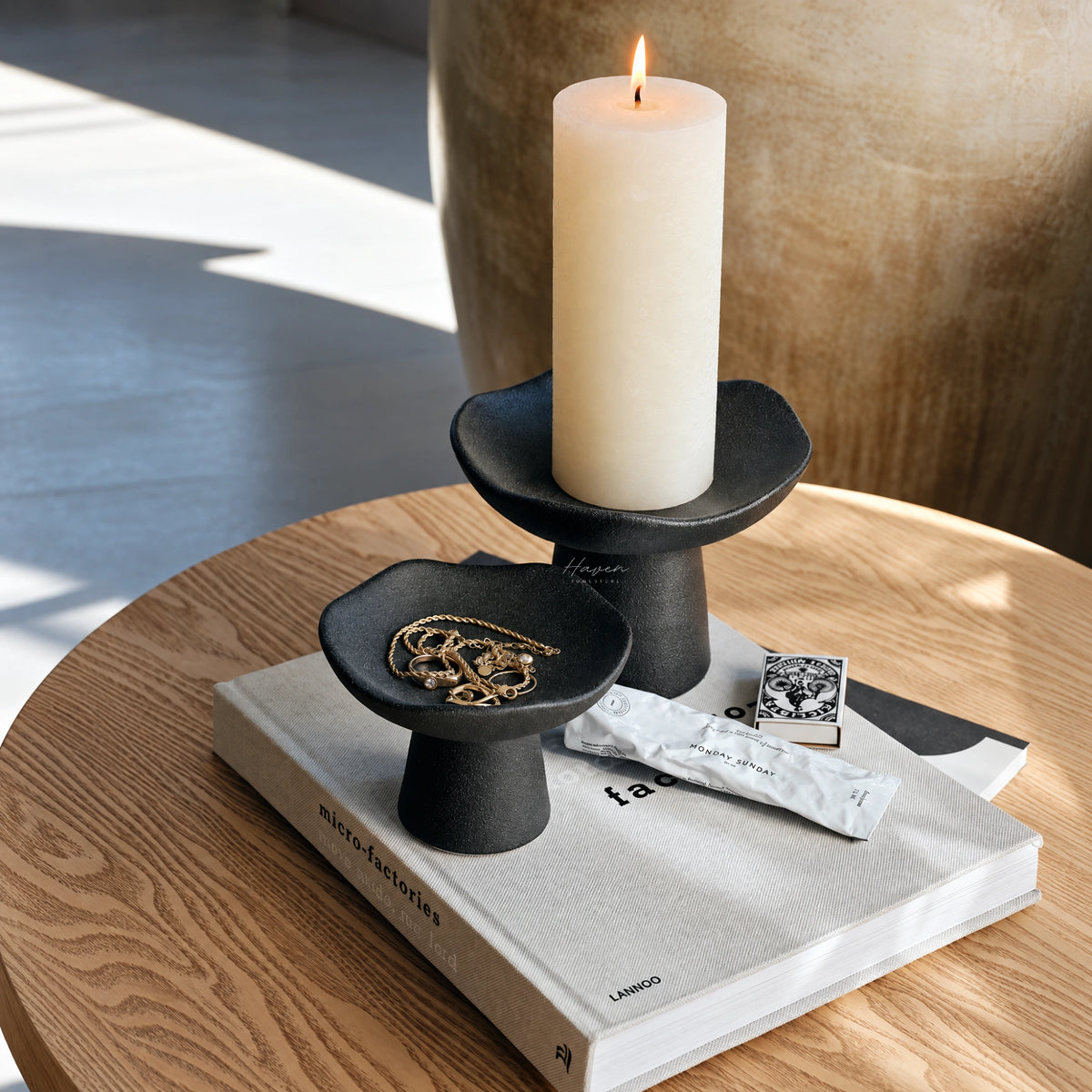 Broste® Candleholder Momo Short - Matt Black Set/2 Candle Holder at Haven Homestore