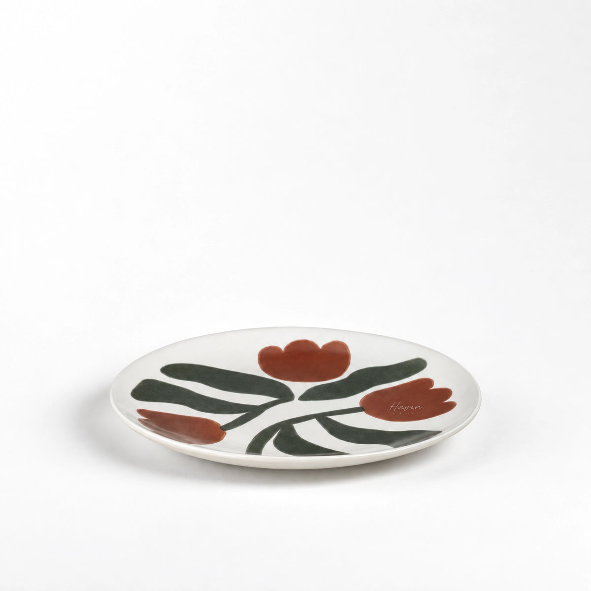 Broste® Dora Dinner Plate - Mocha Bisque/Agave Green - Set/4 Dinnerware at Haven Homestore
