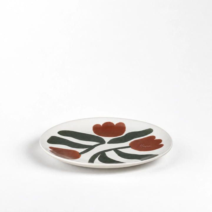 Broste® Dora Dinner Plate - Mocha Bisque/Agave Green - Set/4 Dinnerware at Haven Homestore