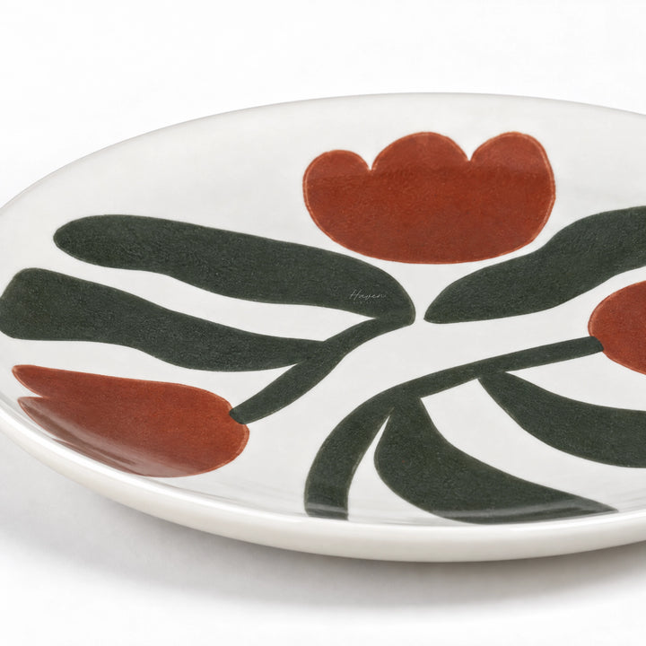 Broste® Dora Dinner Plate - Mocha Bisque/Agave Green - Set/4 Dinnerware at Haven Homestore