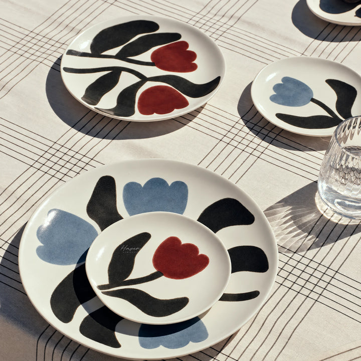 Broste® Dora Dinner Plate - Dusty Blue/Agave Green - Set/4 Dinnerware at Haven Homestore