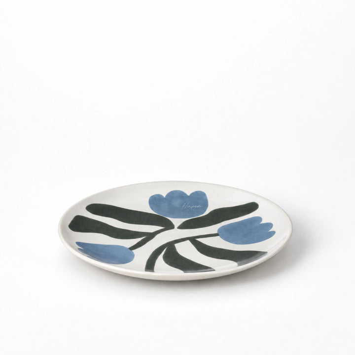 Broste® Dora Dinner Plate - Dusty Blue/Agave Green - Set/4 Dinnerware at Haven Homestore