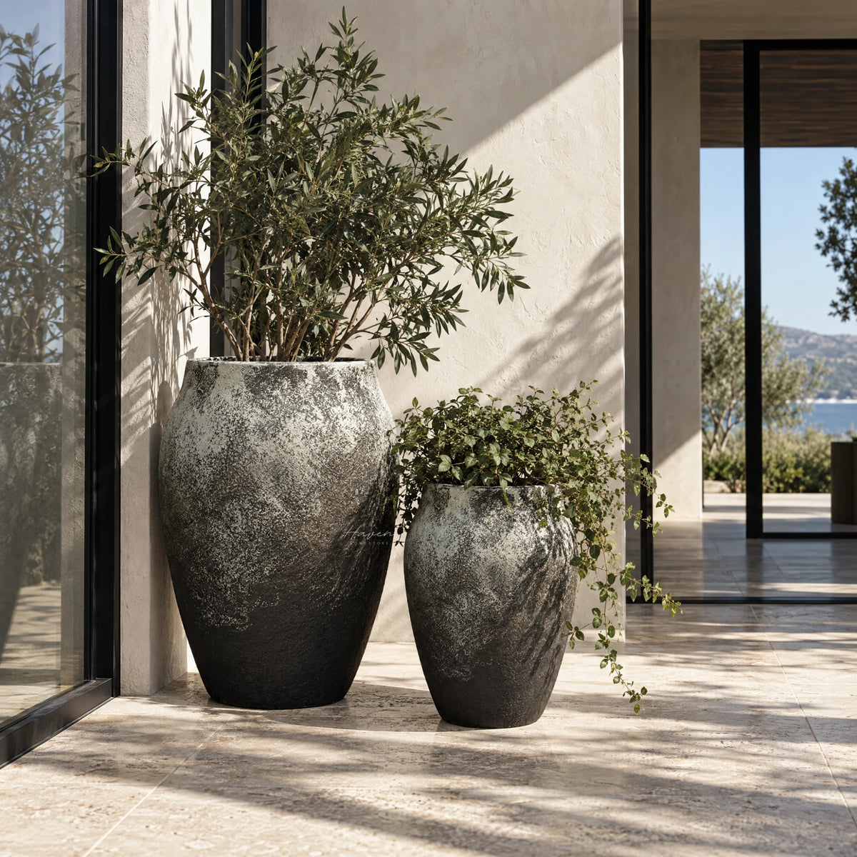 Raku Planters Set/2 Outdoor Planter at Haven Homestore