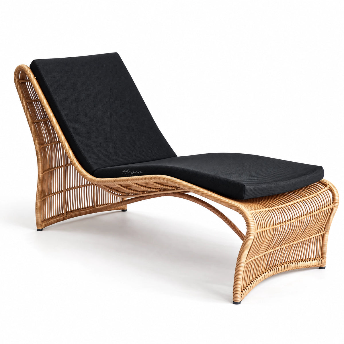 Wave Sun Lounger - Dark Natural Outdoor Sun Lounger at Haven Homestore
