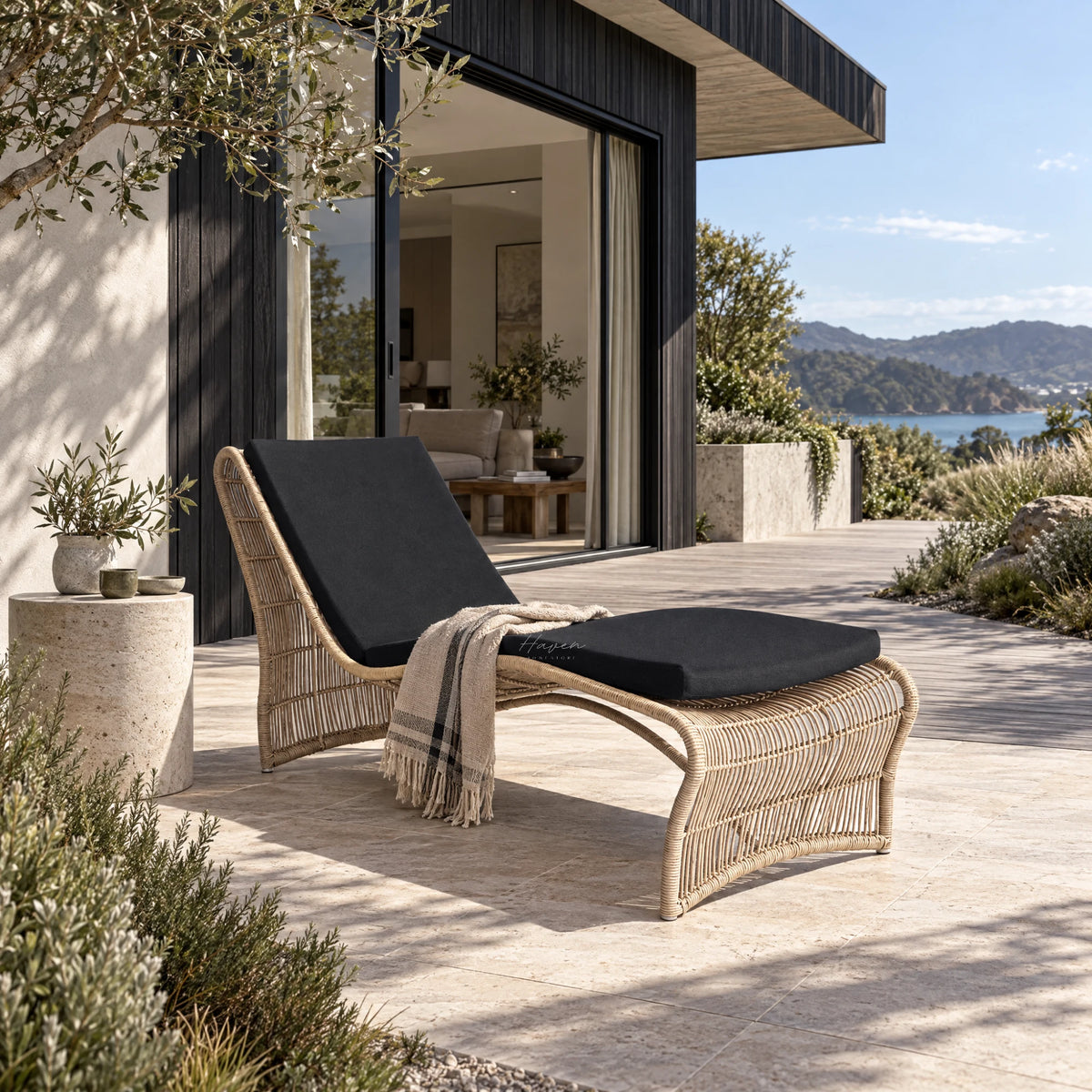 Wave Sun Lounger - Natural Outdoor Sun Lounger at Haven Homestore