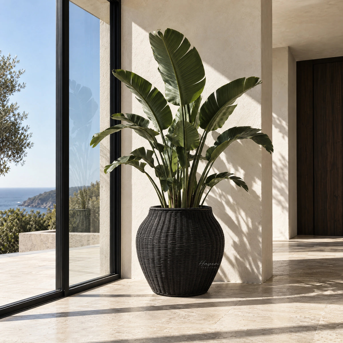 Mara Planter Large - Black Outdoor Planter at Haven Homestore