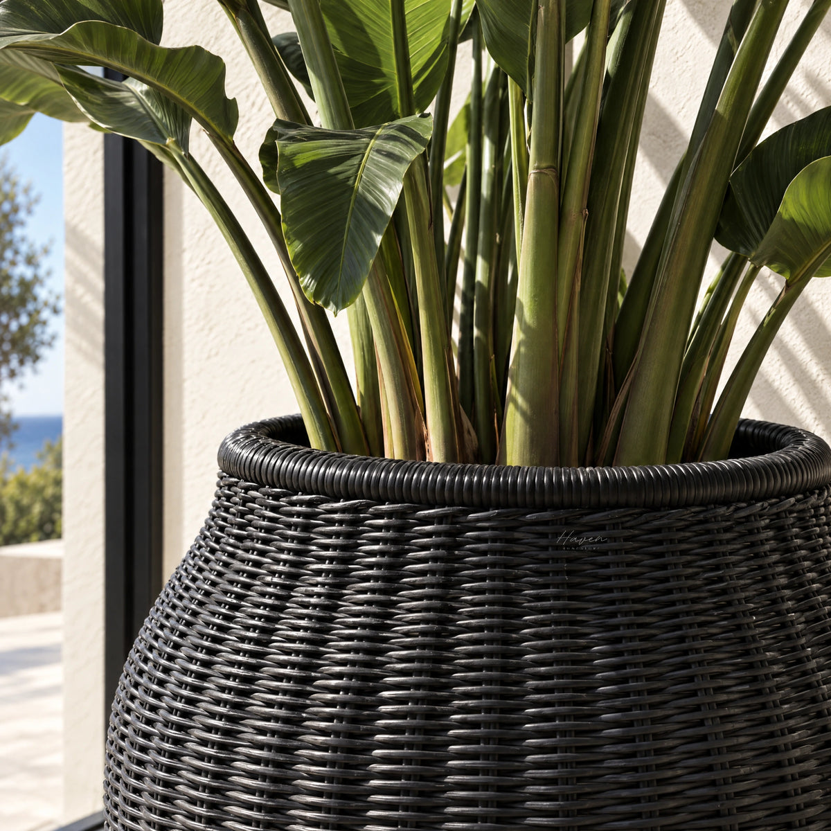 Mara Planter Large - Black Outdoor Planter at Haven Homestore