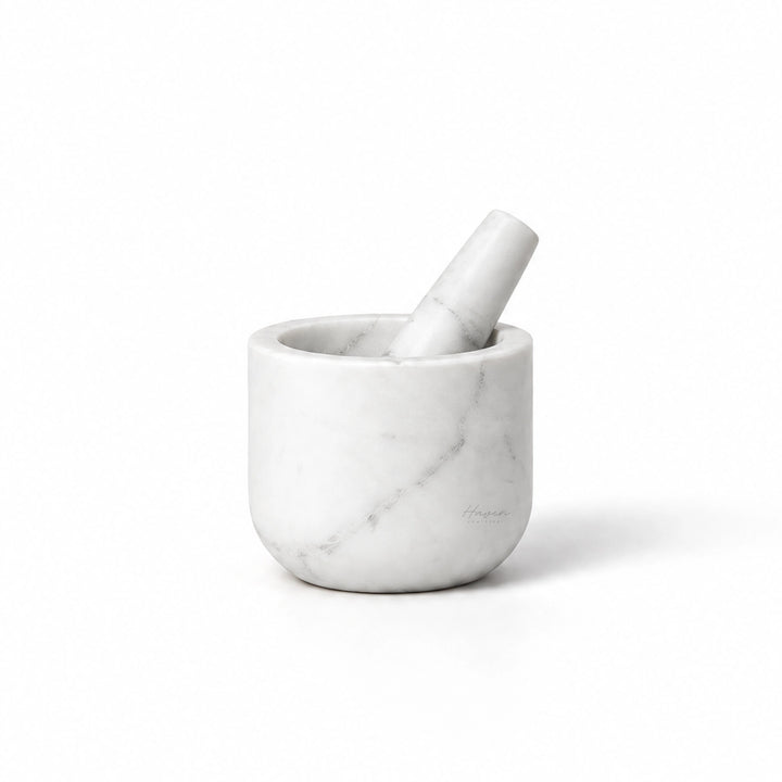 Broste® Marina Marble Mortar & Pestle - White Kitchen Accessory at Haven Homestore