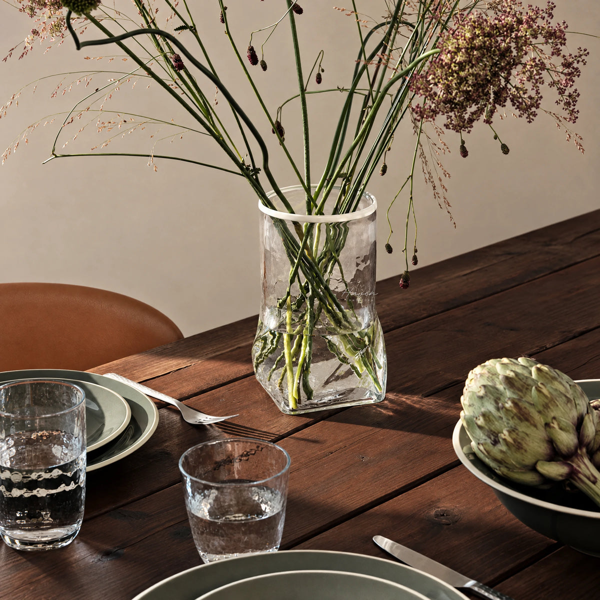 Broste® Vase Ellen - Clear/White Vase at Haven Homestore