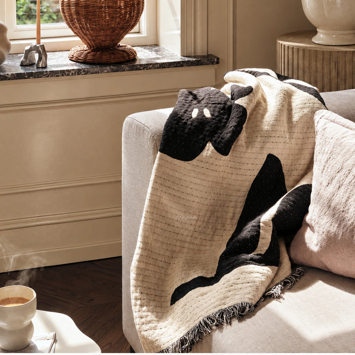 Broste® Throw Rosita -Black/Off White Throw at Haven Homestore