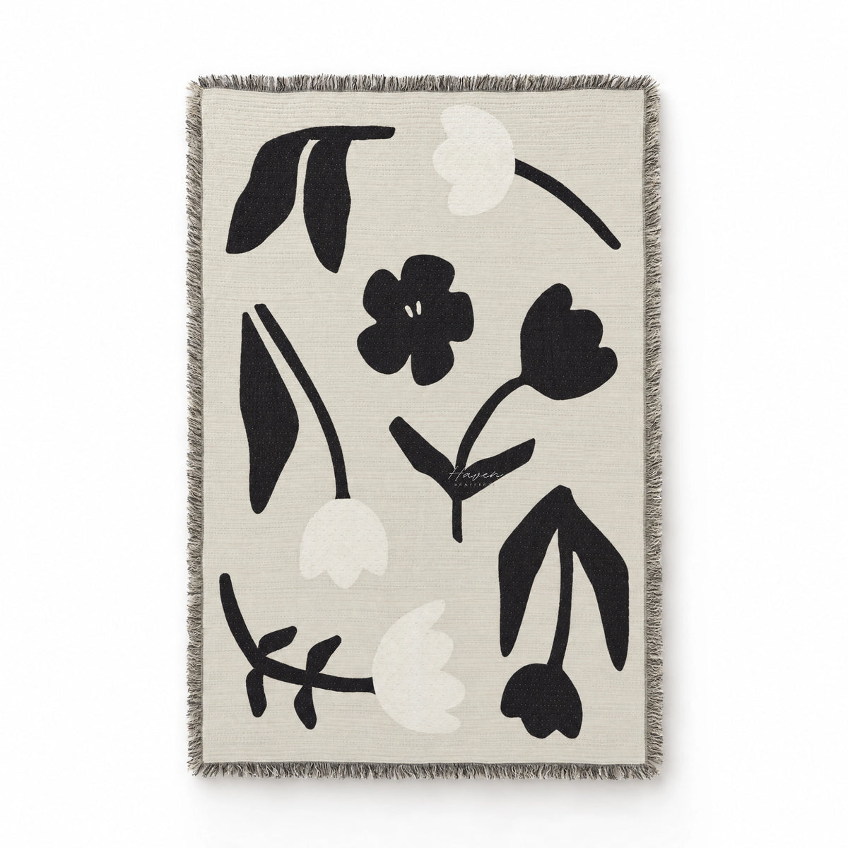 Broste® Throw Rosita -Black/Off White Throw at Haven Homestore